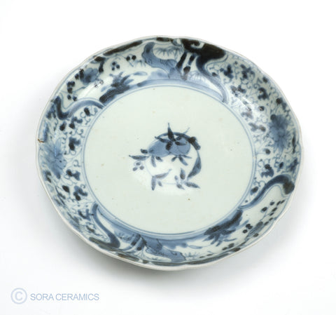 old Imari blue and white plate