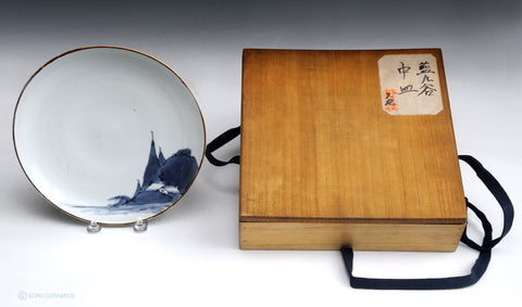 Ai-Kutani ﻿﻿porcelain plate in ﻿Namagake﻿ technique and box