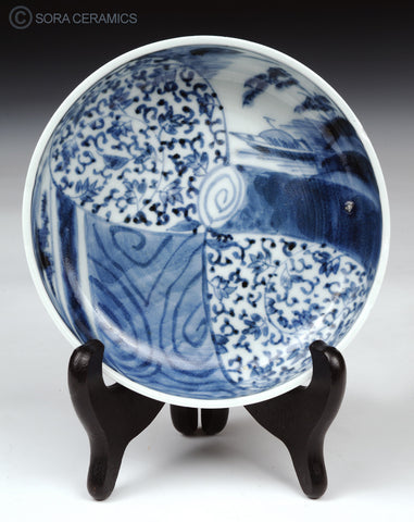 Imari small bowl, blue designs on white